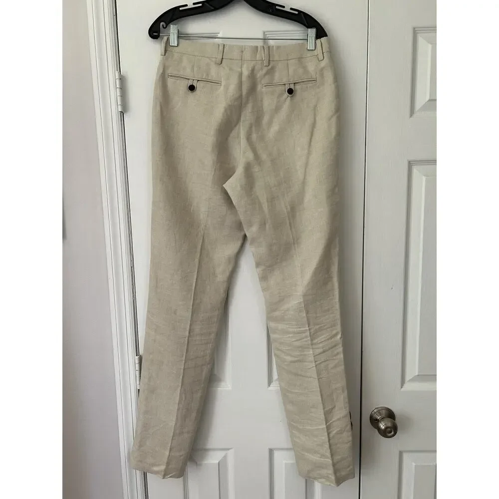 Men’s Billy Reid Dress Pants Size 30 (31x33) Herringbone Cotton Ecru Off White